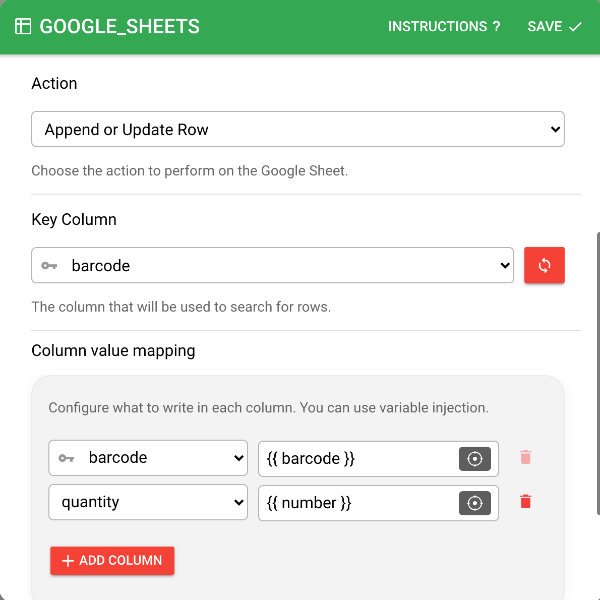 Google Sheets Append or Update Row